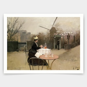 Ramon Casas i Carbo,Eating Al Fresco,art prints,Vintage art,canvas wall art,famous art prints,V4916