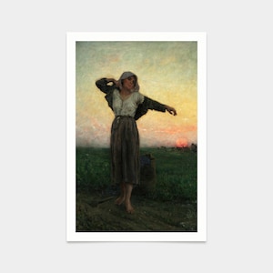Jules Breton,The Tired Gleaner,art prints,Vintage art,canvas wall art,famous art prints,V2692