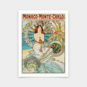 アルフォンス・ミュシャ、モナコ、モンテカルロ、1897年、アートプリント、ヴィンテージアート、キャンバスウォールアート、有名なアートプリント、V5292