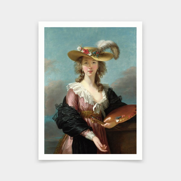 Elisabeth Louise Vigee Le Brun,Autoportrait au chapeau de paille,tirages d’art,art vintage,art mural sur toile,tirages d’art célèbres,V5599