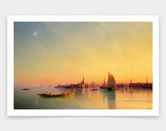 Ivan Konstantinovich Aivazovsky,Venice from the Lagoon at Sunset,art prints,Vintage art,canvas wall art,famous art prints,V1575