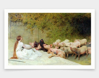 Briton Riviere,Circe and the Companions of Ulysses,Kunstdrucke,Vintage Kunst,Leinwand Wandkunst,berühmte Kunstdrucke,V1064