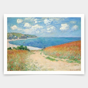 Claude Monet, Camino en el trigo en Pourville, impresiones de arte, arte vintage, arte de pared de lienzo, impresiones de arte famosas, q872