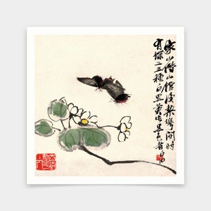 Qi Baishi,Flowers and butterflies,Chinese painting,art prints,Vintage art,canvas wall art,famous art prints,V7233