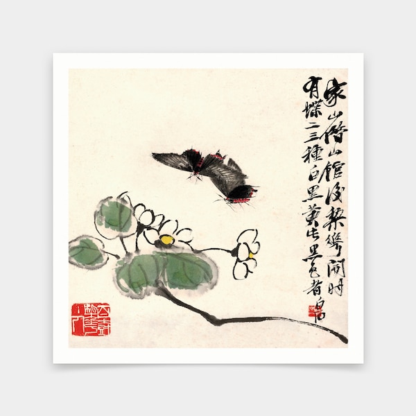 Qi Baishi,Blumen und Schmetterlinge,chinesische Malerei,Kunstdrucke,Vintage Kunst,Leinwand Wandkunst,berühmte Kunstdrucke,V7233