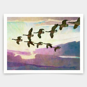 N C Wyeth,Canada Geese in Spring,art prints,Vintage art,canvas wall art,famous art prints,V4657