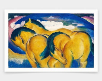 Franz Marc,Little Yellow Horses,art prints,Vintage art,canvas wall art,famous art prints,V1360