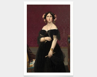 Jean Auguste Dominique Ingres,Madame Moitessier,Kunstdrucke,Vintage Kunst,Leinwand Wandkunst,berühmte Kunstdrucke,2V81