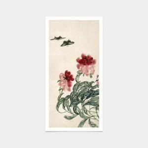 Qi Baishi,Peonies and butterflies,Chinese print,japanese print,art prints,Vintage art,canvas wall art,famous art prints,V7505