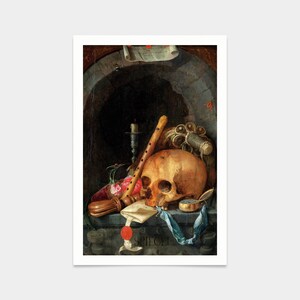 Jan Davidsz de Heem,Still LIfe with a Skull, Vanitas,art prints,Vintage art,canvas wall art,famous art prints,2V77