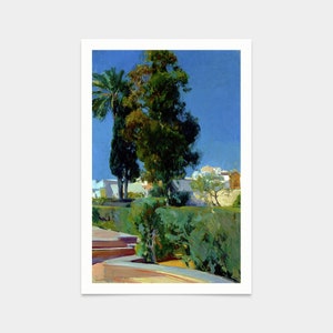 Joaquin Sorolla,Corner of the Garden, Alcazar, Sevilla, 1910,art prints,Vintage art,canvas wall art,famous art prints,2V85