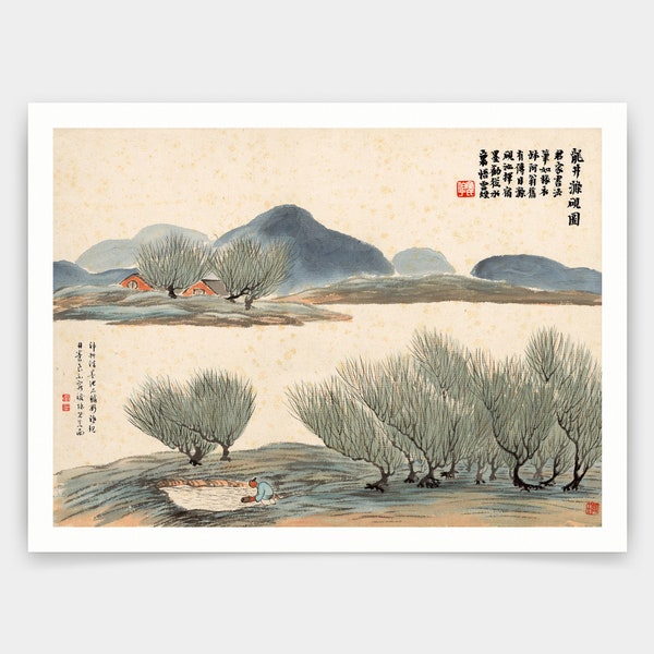 Qi Baishi, paysage de saule au bord de la rivière, peinture chinoise, impressions d’art, art vintage, art mural sur toile, impressions d’art célèbres, V4914