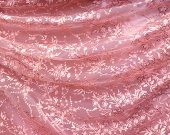 Embroidered Sequin Lace - Dusty Rose