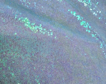 Sequins Stretch Mesh - Iridescent Blue