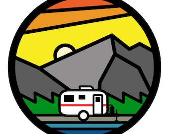 Scamp Thicklines Art Custom Tire Cover 16ft Desert Series