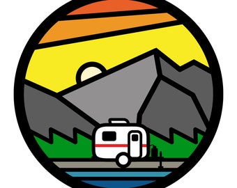 Scamp Thicklines Art Custom Tire Cover 13ft Desert Series