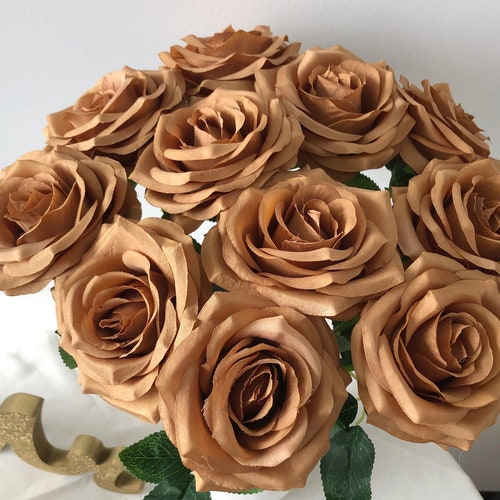 10pcs Toffee Silk Rose Brown Rose Head Artificial Single Etsy