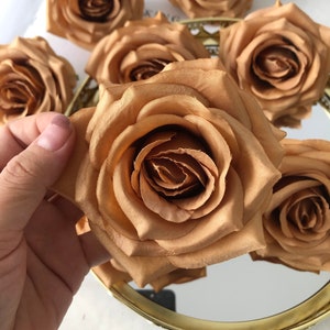 10pcs Toffee Artificial Rose Heads, 9cm Brown Silk Roses Head, Coffee Color Roses Head Set, Artificial flowers, Faux flowers