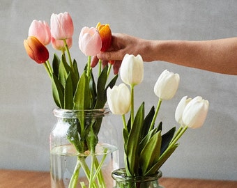 20pcs White 13.4" Artificial Latex Tulips Flowers for Party Home Decoration JBRW-TUL2