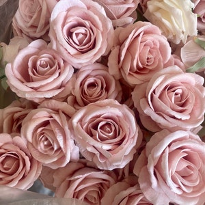 Wholesale 10-100pcs Blush Artificial Roses Flowers,Roses Flowers Head,Baby Pink Roses, Blush Velvet Roses for Wedding Bouquets Arragements