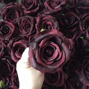 Wholesale 50-100pcs Artificial Roses Flowers,Roses Flowers Head, Burgundy Roses, Dusty Rose, Blue Roses for Wedding Bouquets