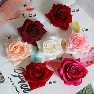 20-100pcs Artificial Rose Heads, 8cm High Quality Roses Head with Stem, Burgundy Roses Head Set, Artificial flowers, Faux flowers