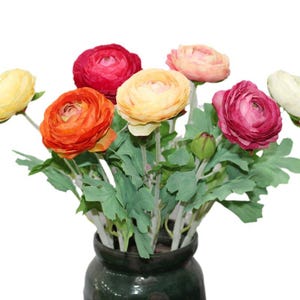 6pcs 2 Flowers Head Artificial Ranunculus Flowers, Orange Lotus Flowers, Lotus for Flowers Arrangement Home Decorations High Quality Flowers