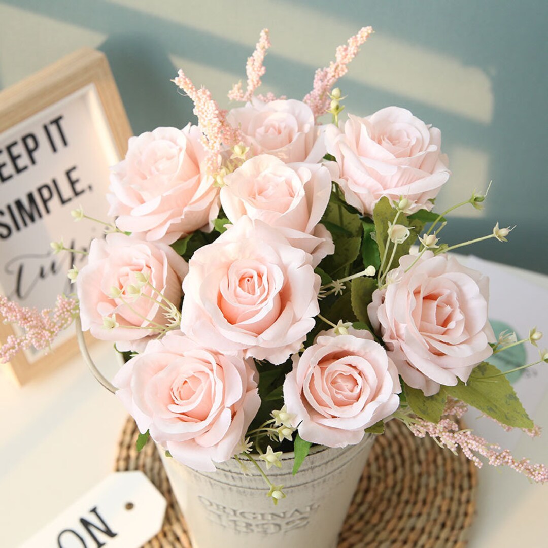 Blush 5 Bundles Silk Rose Flower Bouquet for DIY Any Weeding Party Decoration JBRW-NAR1 - Etsy