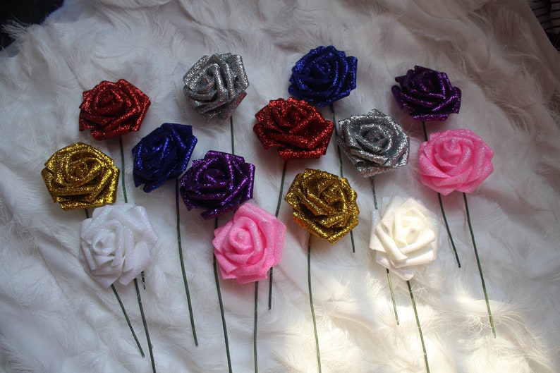 100pcs Pink Glitter Artificial Foam Roses Wholsale Wedding Bouquet Baby Shower Mother/'s Day Party Decor