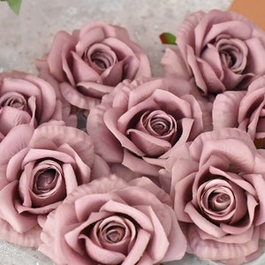 Big Mauve Roses Artificial Flowers Dusty Artificial Rose Heads 10cm High Quality Roses Head for Wedding Bouquets Centerpieces 10-100pcs