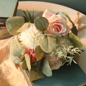 Artificial Flowers, Fake Peony Silk Hydrangea Bouquet Carnations Realistic Flower Arrangements Wedding Decor Table Centerpieces 2 Packs image 9