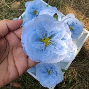 Blue Artificial Roses Fake Artificial Silk Roses 20pcs Dusty Blue Faux Silk Roses DIY Wedding Bouquets Centerpieces Sale in Bulk JBRW-AME2