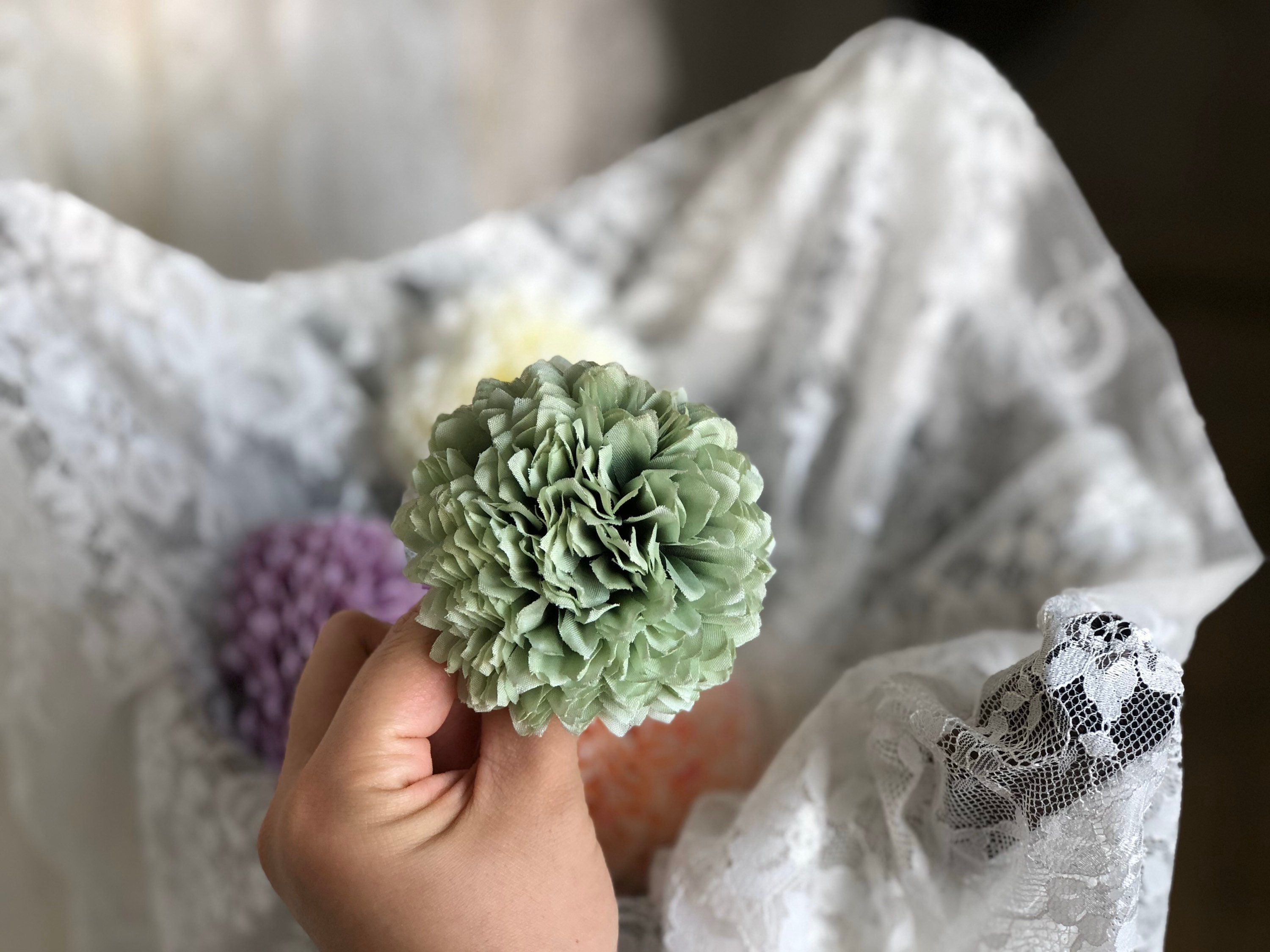 Sage Green Artificial Flower 8CM Big Fake Flowers Silk Etsy