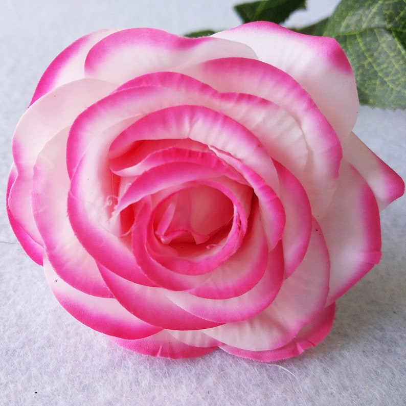 Pink With White Real Touch Roses Flowers Latex Flowers 20 Etsy