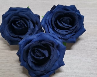 Navy Blue Rose, 9cm High Quality Roses Head Only Navy Blue Flowers for Wedding Decoration Bouquets Centerpieces Flowers 10-100pcs
