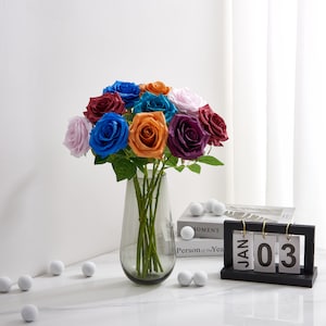 10pcs Artificial Silk Rose with Long Stems ,Fake Artificial Flowers Artificial Silk Flowers Silk Flowers for Wedding Bouquets Floral Decor