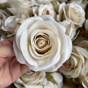 10-100pcs Artificial Rose Heads in Taupe , 9cm High Quality Roses Head, Light Yellow Head Set Artificial Flowers Faux Silk Roses Wedding