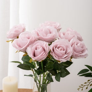 10-100pcs Dusty Purple Artificial Rose Heads , 9cm High Quality Roses Head or with Stems, Pink Roses Head Set, Artificial flowers