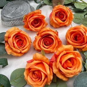 Konstgjorda sidenrosor Orange blommor Höstbröllopsblommor Falska sidenrosor Falska orange rosor för bröllopsbuketter Bordsdekorationer Blomdekor