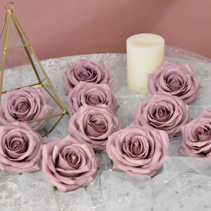 10-100pcs Artificial Flowers Mauve Artificial Rose Heads , 9cm High Quality Roses Head, Dusty Roses Head Set, Faux flowers