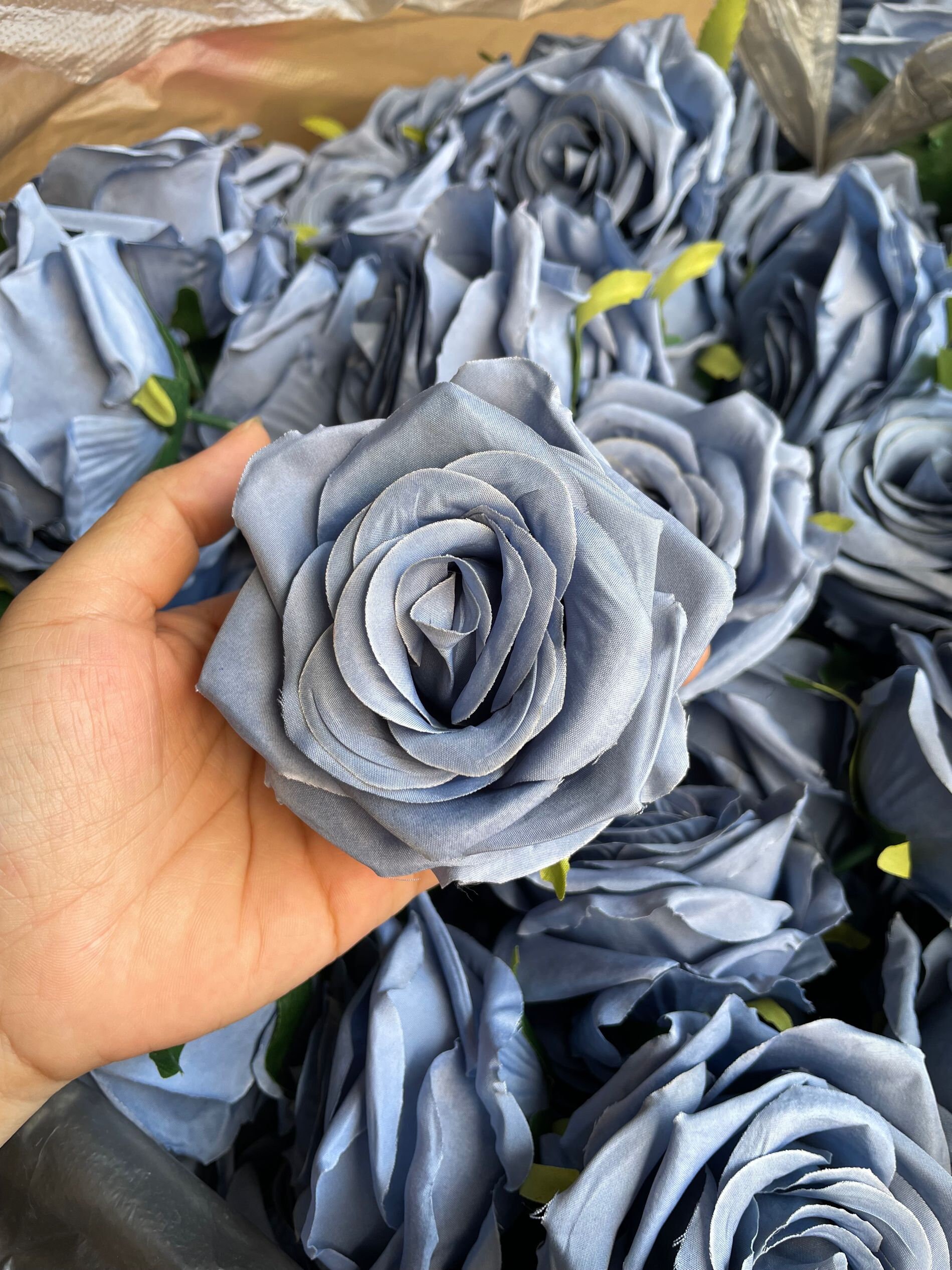 Wholesale Dusty Steel Blue Artificial Rose Heads 9cm High Etsy