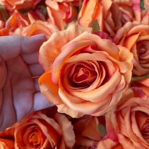 10-100pcs Orange Silk Rose Head Only Artificial Flowers Roses Fall Season Flowers for Wedding Centerpieces Arrangements Fall Flowers