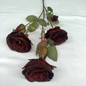 6 Head Artificial Camellia Flowers 6pcs Burgundy Silk Peony for Bouquets Filler Wedding Decor Centerpieces Wedding Artificial Flowers