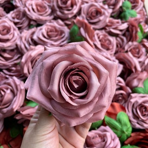 Dusty Rose Artificial Rose Heads, 9cm High Quality Dusty Roses Head Only , Mauve Roses Head Set, Wholesale Roses 10-100pcs