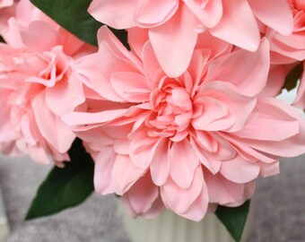 10 Teste Di Dalia Artificiali Homyu In Seta - Fiori Finti Per Matrimoni, Casa, Feste, Decorazioni Tovaglia, Lunghezza 45cm, Diametro 14cm - 3