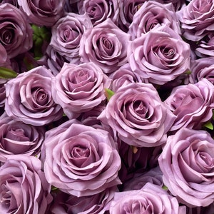 10-100pcs Mauve Artificial Rose Heads , Artificial Flowers 9cm High Quality Roses Head, Dusty Roses Head Set, Faux flowers