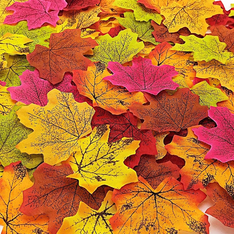 200 Fall Artificial Maple Leaves Assorted Mixed Autumn Colored Etsy