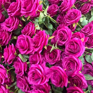 10pcs Magenta Orange Terracotta Rose with Long Stem 45cm in Length , Artificial Silk Flowers TerracottaSilk Flowers for Wedding Floral Decor