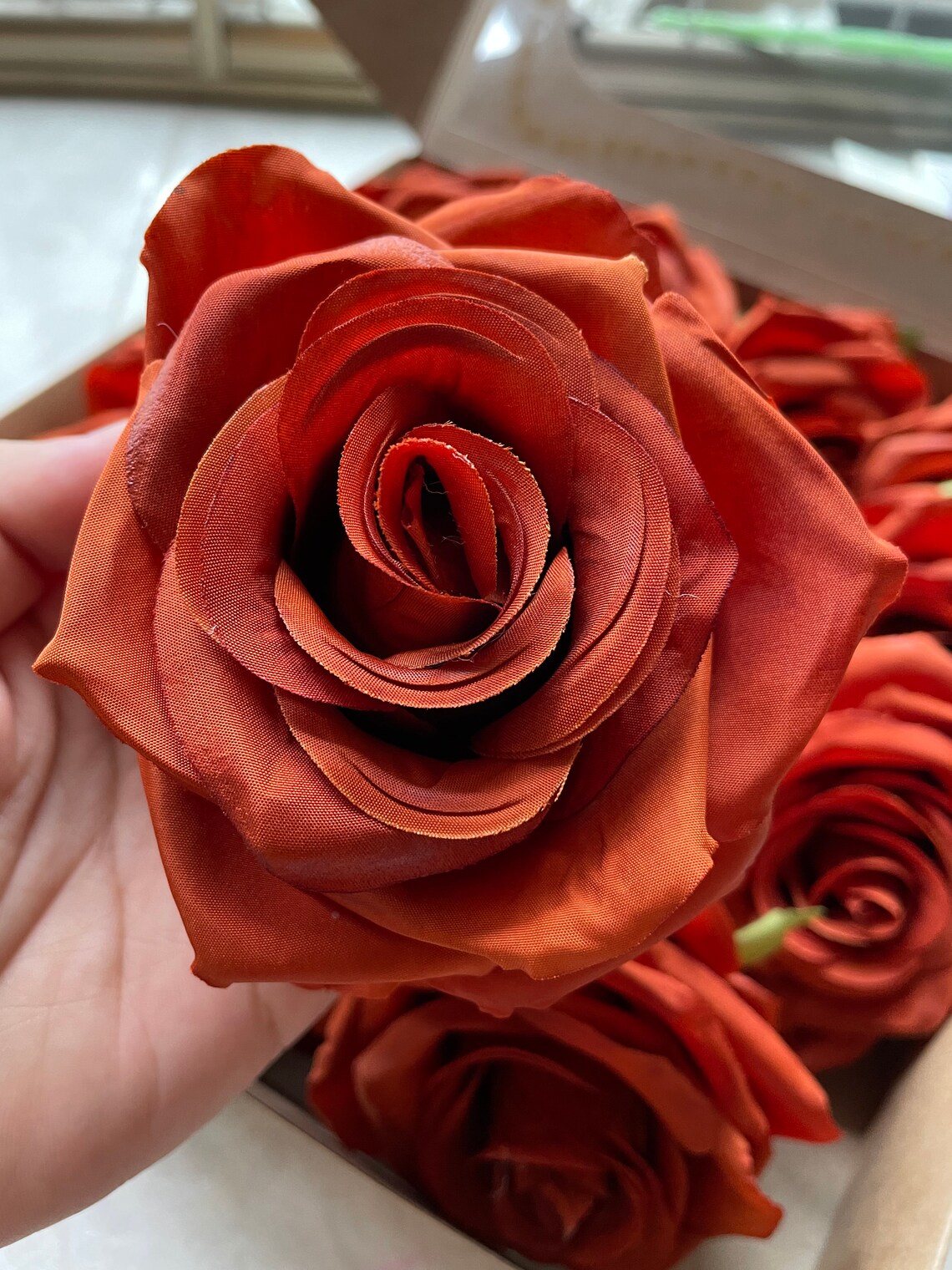 16pcs Burnt Orange Silk Rose Heads 9cm Rust Orange Roses Etsy