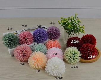 Sztuczne kwiaty 2,3'' Chryzantema kula kwiaty głowa z łodygami bukiety ślubne ozdoby centralne aranżacje przyjęcie 10-100 szt